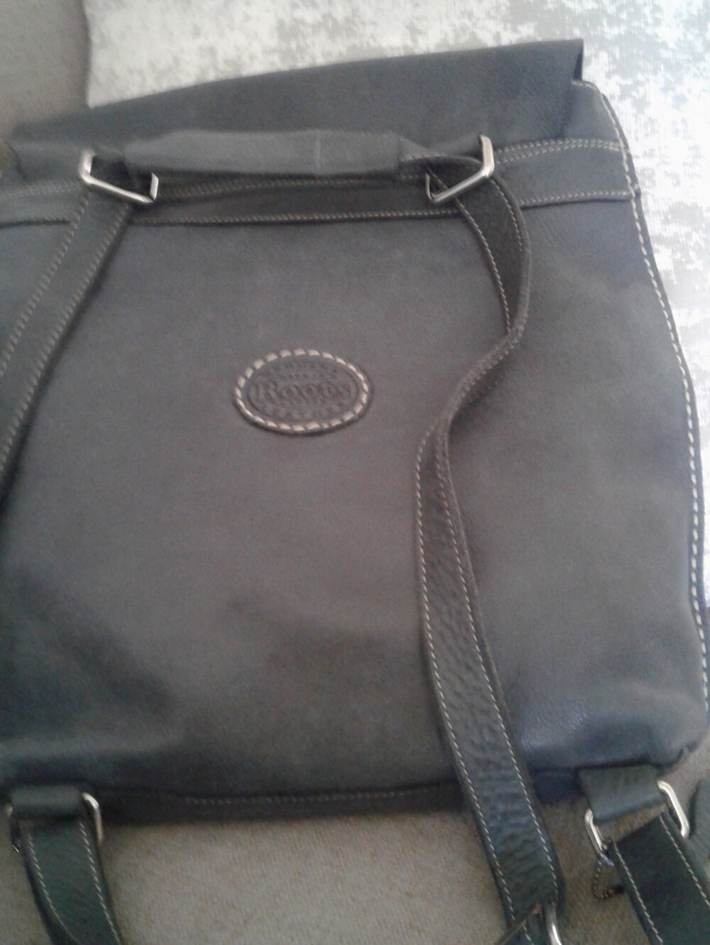Roots Tribe Leather Raiders Backpack 3 Way Convertible Blue Grey - Picture 3 of 9